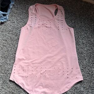 SHEIN Light Pink Tank Top with Eyelet Details